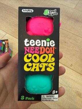 Teenie NeeDoh Cool Cats 3-Pack Stress Toys - Pink & Teal